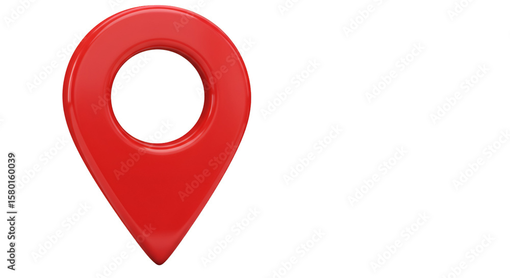 Fototapete 3d Rendering of Shiny Red Location Pin Pointer on Transparent Background