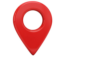 3d Rendering of Shiny Red Location Pin Pointer on Transparent Background