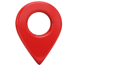 3d Rendering of Shiny Red Location Pin Pointer on Transparent Background