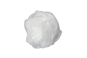 Crumpled clear plastic bag balls on transparent background.