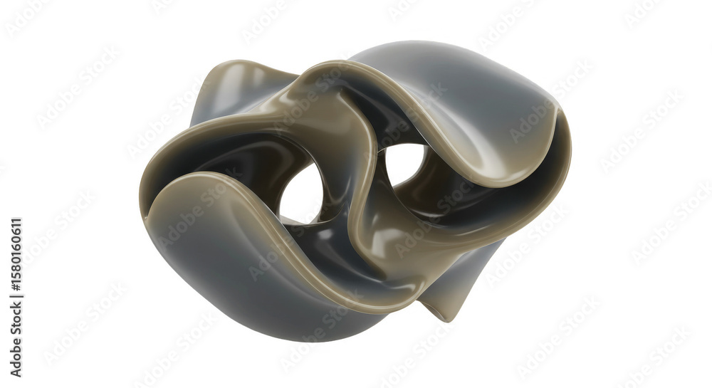 Poster abstract shape 3d render with transparent background modern art