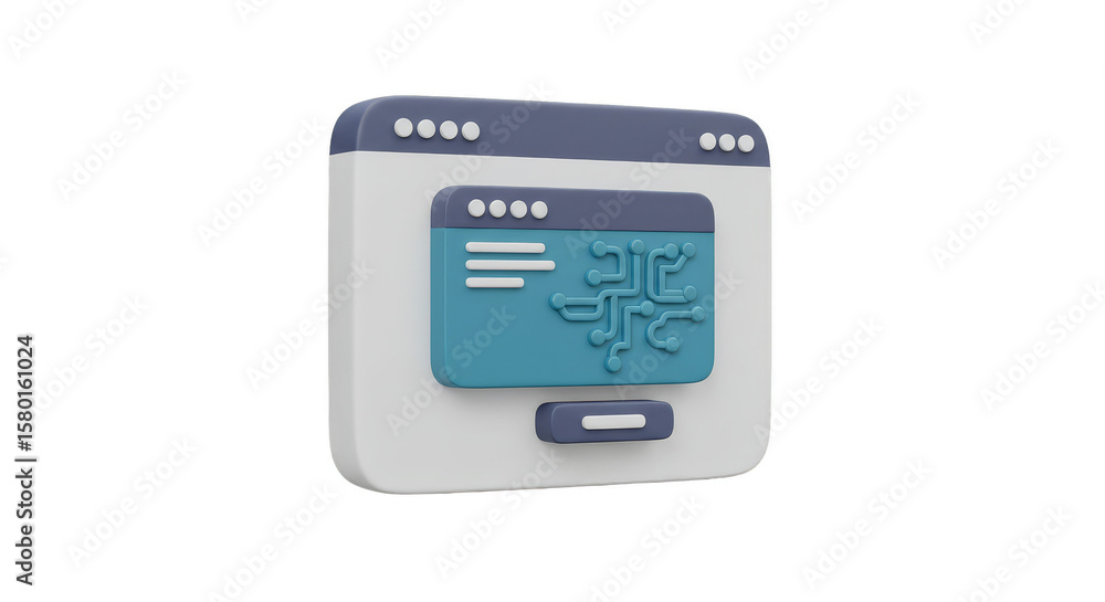 Poster 3d software interface digital window application isolated transparent