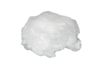 Crumpled clear plastic bag balls on transparent background.