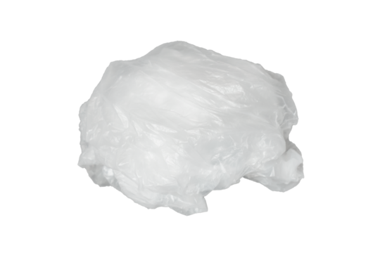 Crumpled clear plastic bag balls on transparent background.