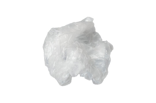 Crumpled clear plastic bag balls on transparent background.