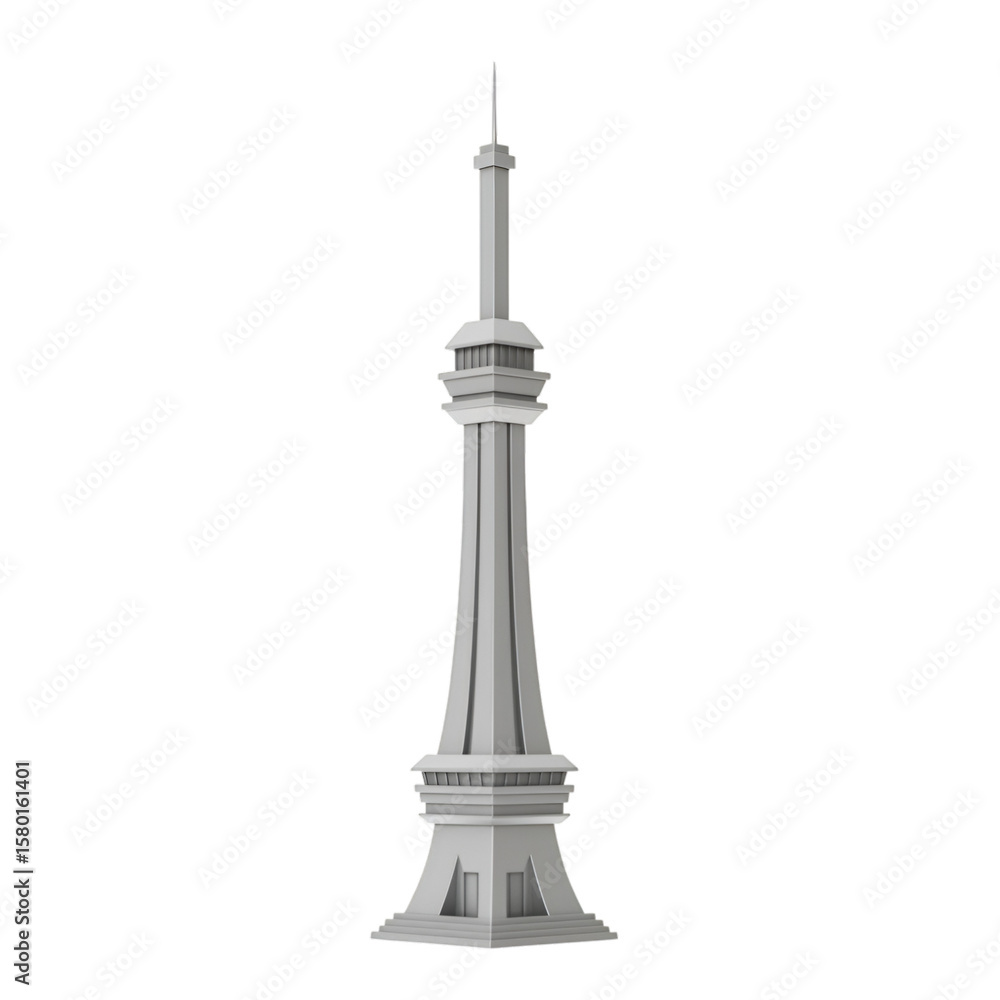 Aufkleber 3d tower gray building architecture structure with isolated background