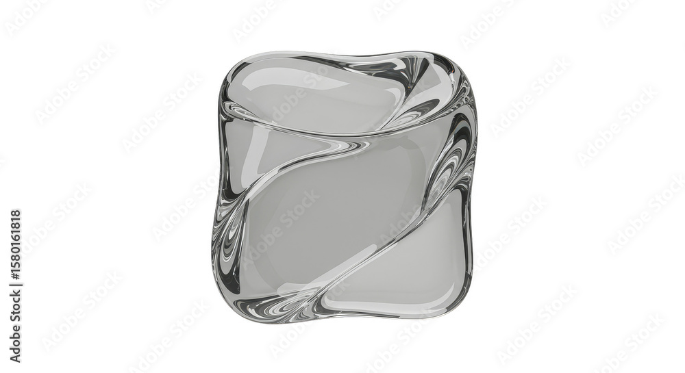 Poster abstract 3d cube ice cold transparent isolated background block