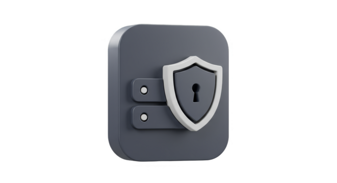 3D Security Shield Lock Gray Data Server Protection Isolated