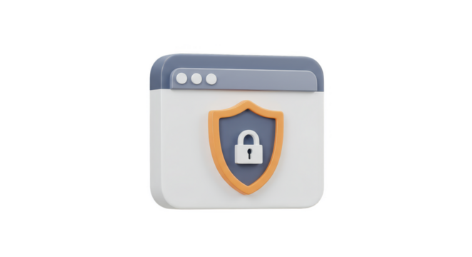 3D Security Shield Lock on Browser Internet Protection