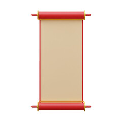 Ancient Red Gold Scroll Paper Frame Isolated Transparent Background