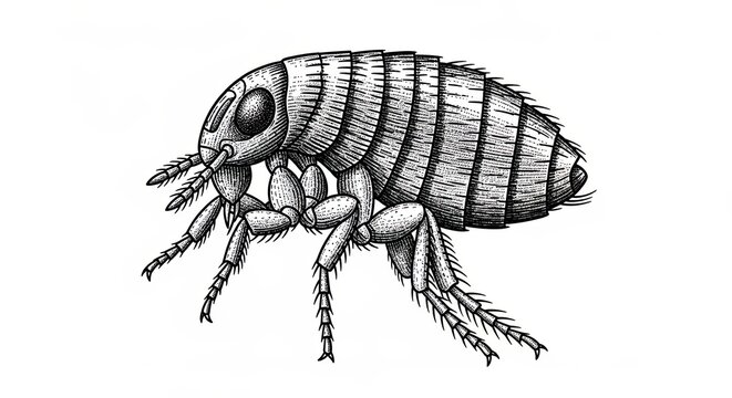 Microscopic Flea Under Magnification in Scientific Engraving