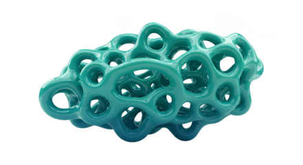 Abstract 3D Shape Render Transparent Background Turquoise Cellular