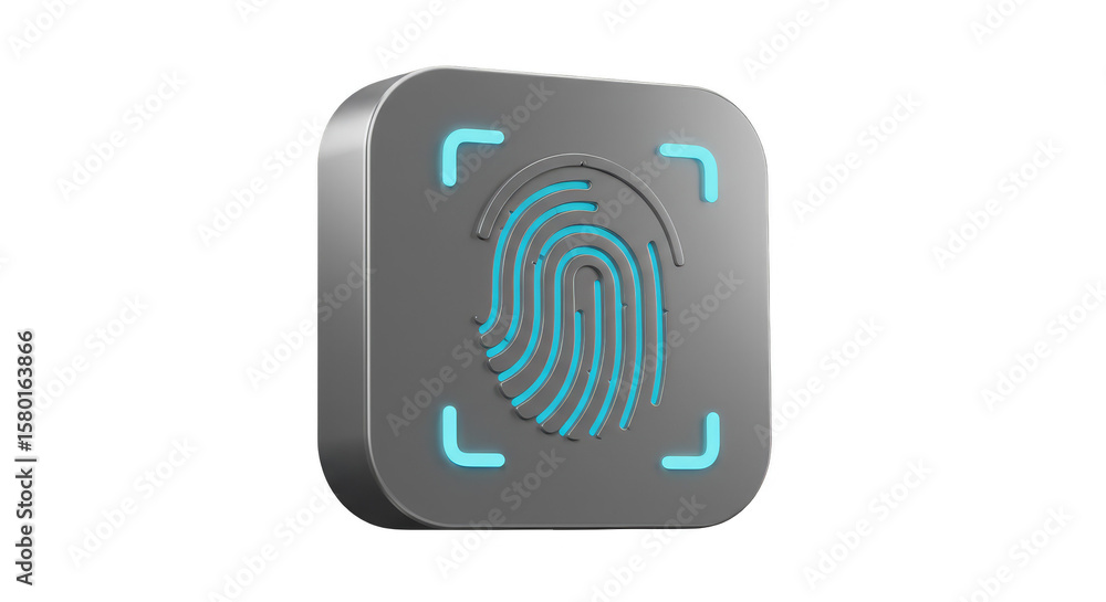 Aufkleber biometric fingerprint scan 3d render security identification digital tech