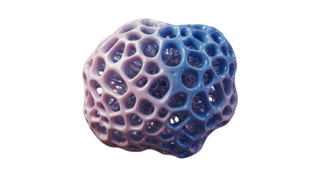 Abstract Coral Shape Cell Structure Mesh Foam 3D Render on PNG