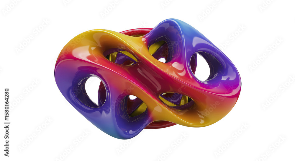Poster abstract shape geometry 3d render design on transparent background