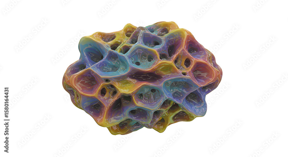 Poster abstract sphere organic cell structure 3d render transparent background