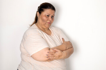 Indian sad overweight plus size woman thinking about problems feeling lonely and sad or depressed...