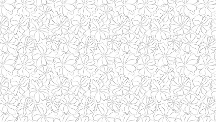 Delicate floral pattern with outlined flowers arranged in a dense and repetitive composition