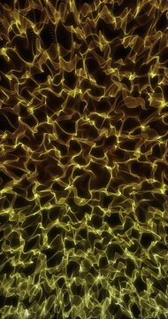 Yellow fractals waves. 4K Vertical