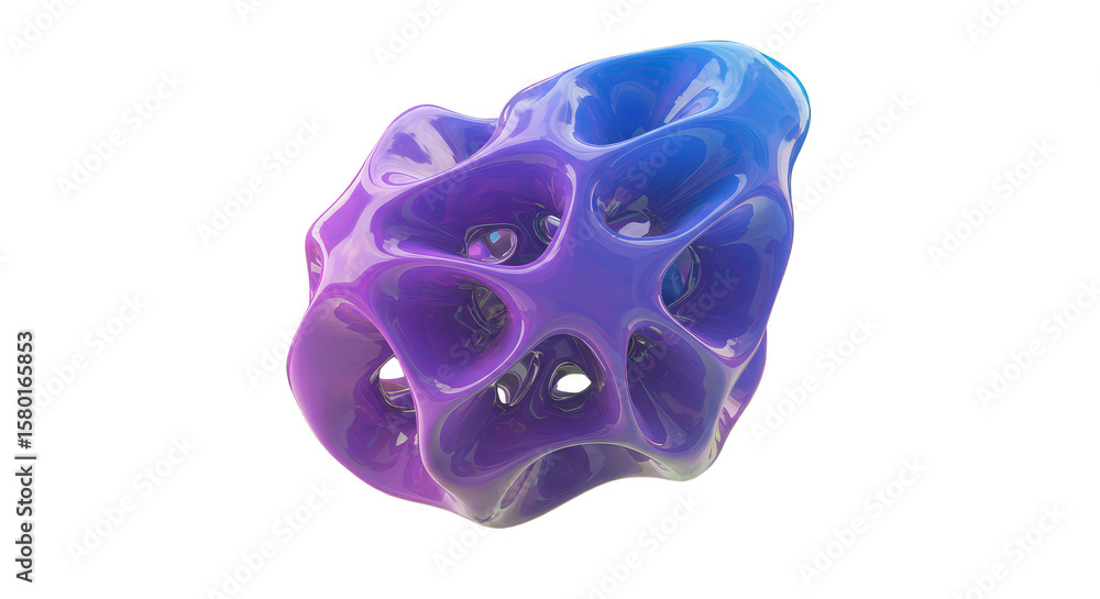 Poster abstract shape transparent background glossy blob cell 3d render