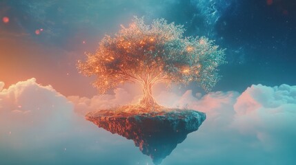 Floating luminous tree island