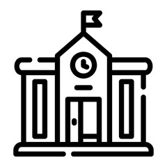 School Building Line Icon
