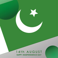  14 august Pakistan independence day template and background design with Pakistan flag. 