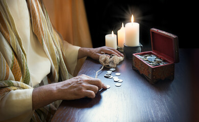 Man collect old silver coins