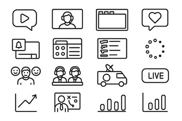 Minimalistic icon set for digital communication and analytics