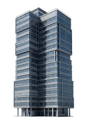 Obraz premium Illustration Modern Glass Skyscraper Office Building With Transparent Background