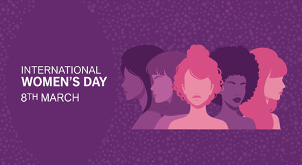 Diverse Women Silhouettes Celebrating International Womens Day on March Eighth.