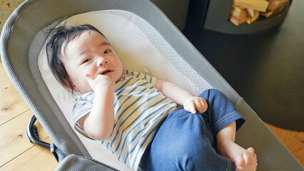 Baby sleeping in a cradle