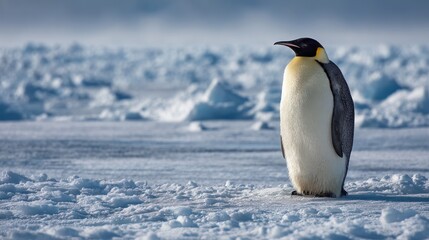 Fototapeta premium Emperor penguin on snowy ice floes