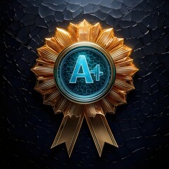 anniversary golden label with ribbon