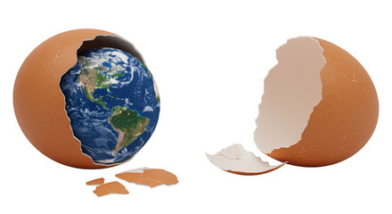 Eggshell Earth Realistic Image Planet World Global Environment Idea