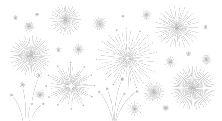 Obraz premium Elegant Silver Fireworks Bursting Across a Festive Celebration Scene.