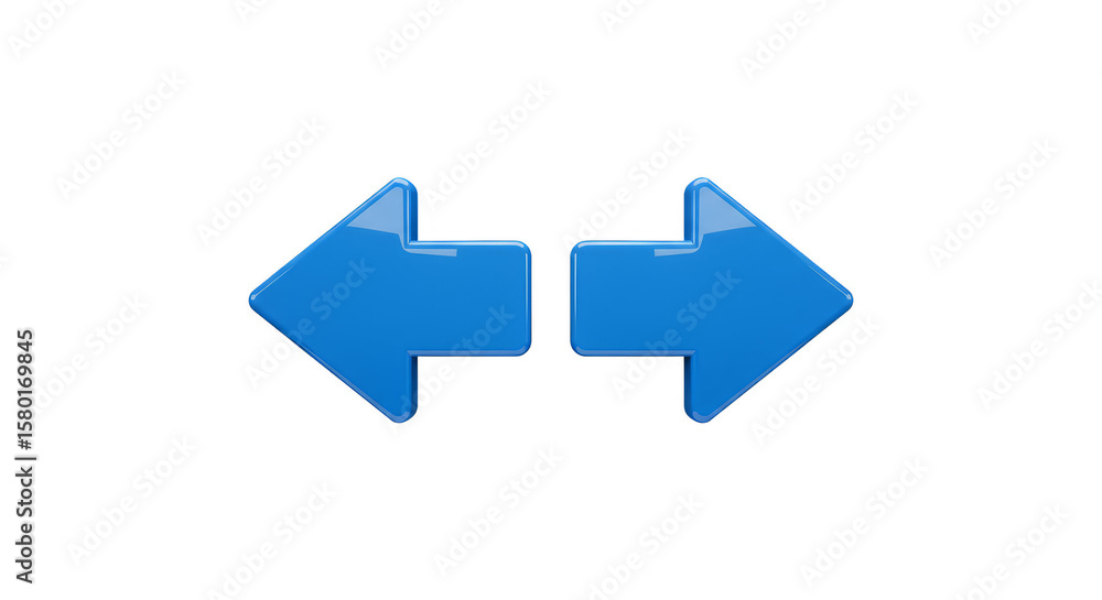 Aufkleber blue arrows pointing left and right navigation design element 3d
