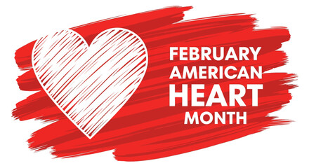 Heart Month Awareness Design Featuring Red Brushstrokes and Text.