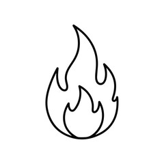 Vector hand-drawn doodle cute simple black outline illustration of a stylized flame with three curved peaks and rounded base in minimalist icon line art style on white background