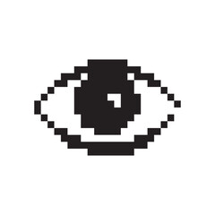 Pixel art eye icon, 8 bit retro style human eyeball, simple computing see symbol
