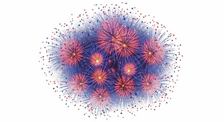 Watercolor Fireworks Display Bursting with Red White and Blue Stars.
