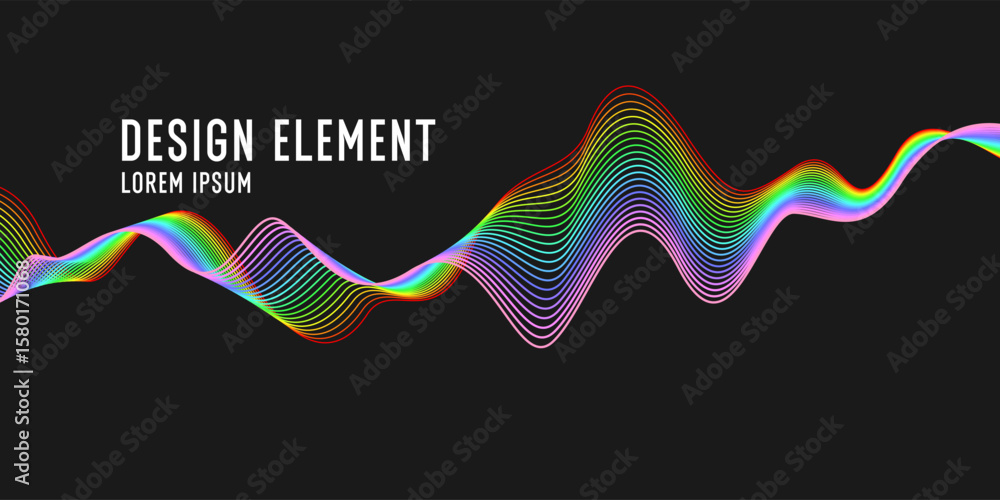 Poster vector abstract background with dynamic waves, line and particles. illustration suitable for design.