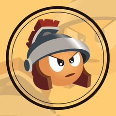 Cartoonish Gladiator Emoji with Angry Expression and Detailed Helmet Design