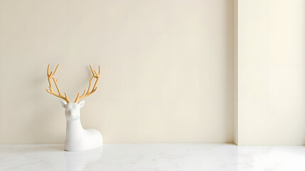Minimal Vase with Reindeer Antlers on Terrazzo Floor
