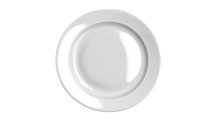 Plain white ceramic plate for dining and food presentation on white background