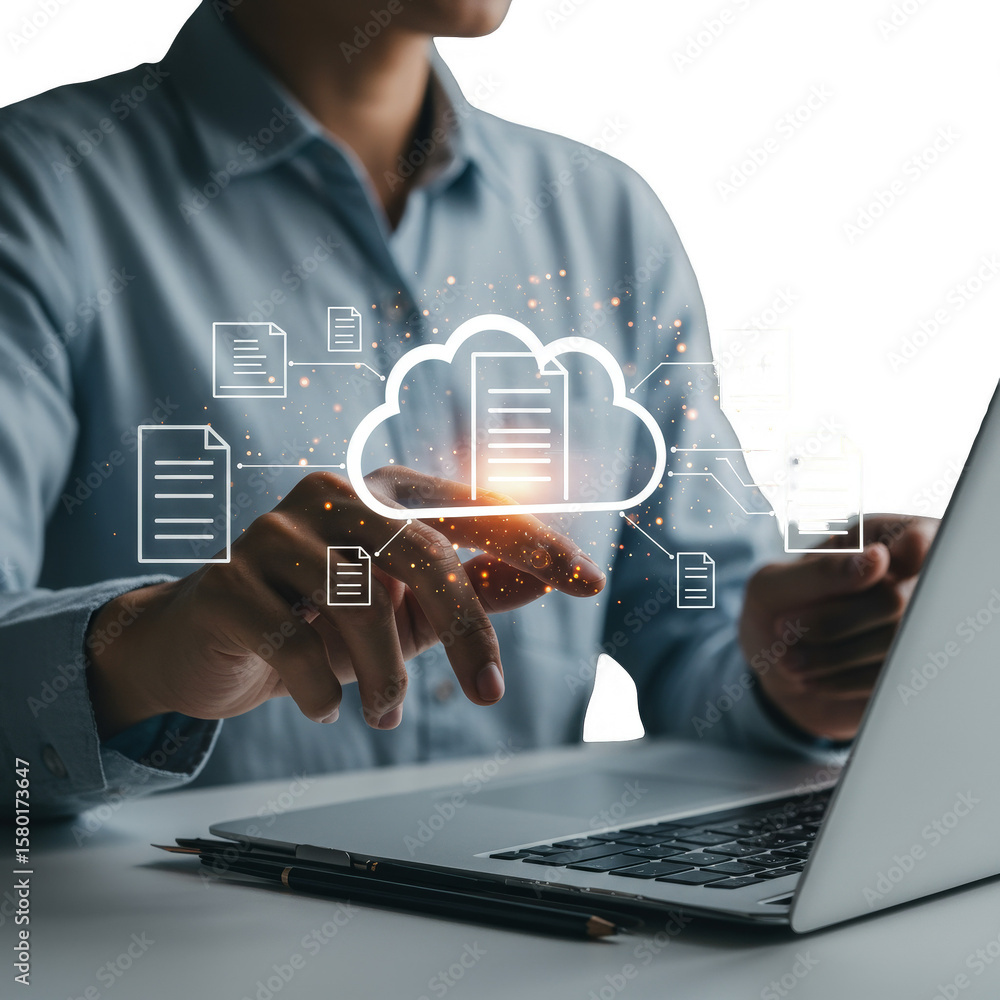 Poster cloud computing data transfer digital network illustration