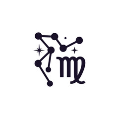 Virgo zodiac symbol silhouette vector logo in elegant minimal style, generative ai