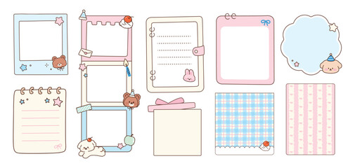 Set of Stationery, Pastel Notes, Borders, and Decorative Paper.