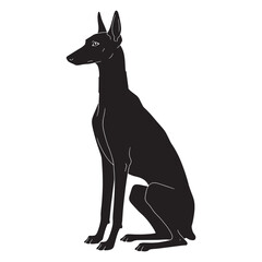 Black dog sitting profile view elegant posture silhouette