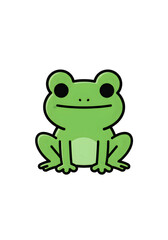 Illustration of a Cartoon Green Frog with Transparent Background
